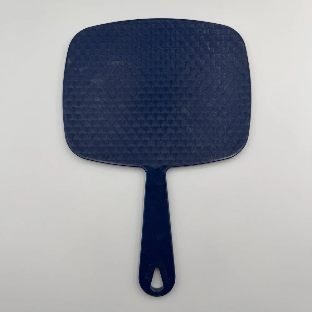 Vintage GOODY Handheld Vanity Mirror Extra‎ Large Blue Plastic Salon